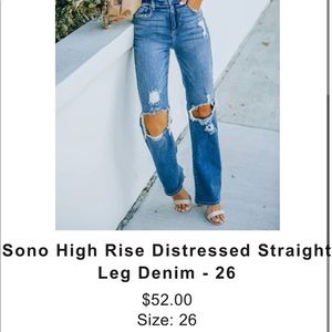 Sono high rise distressed straight leg denim